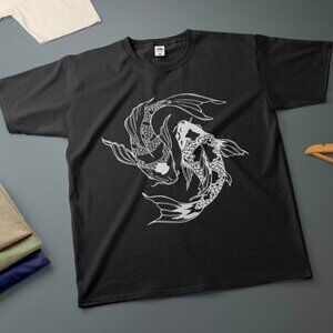 Yin Yang Koi Fish T-Shirt | Japanese Zen Art Graphic Tee | Unisex Size XL